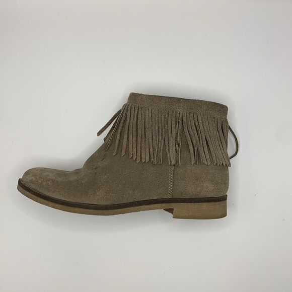 Lucky brand Galley style fringe brown suede ankle booties woman’s size 7.5 - Picture 6 of 9